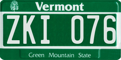 VT license plate ZKI076