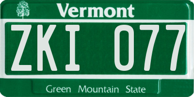 VT license plate ZKI077