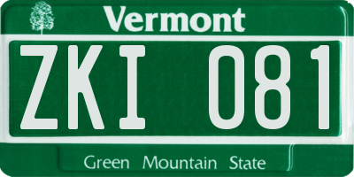VT license plate ZKI081