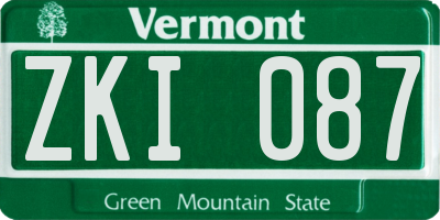 VT license plate ZKI087