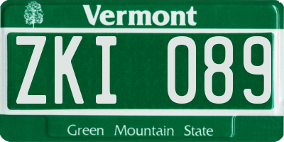 VT license plate ZKI089