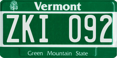 VT license plate ZKI092