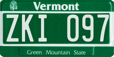 VT license plate ZKI097