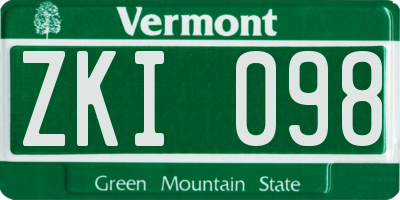 VT license plate ZKI098