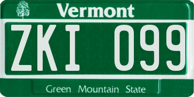 VT license plate ZKI099