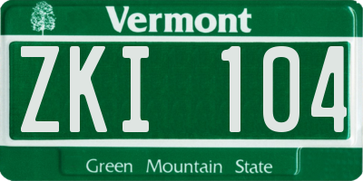 VT license plate ZKI104