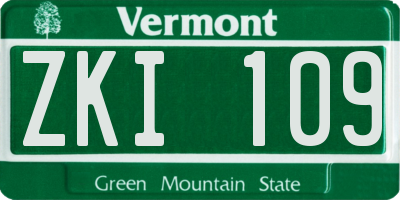 VT license plate ZKI109