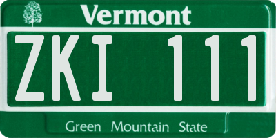 VT license plate ZKI111