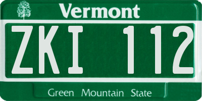 VT license plate ZKI112