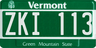 VT license plate ZKI113
