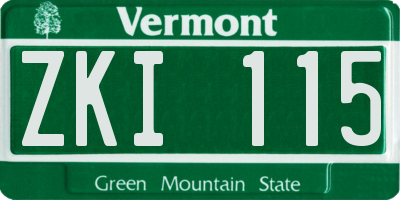 VT license plate ZKI115