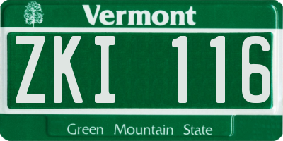 VT license plate ZKI116