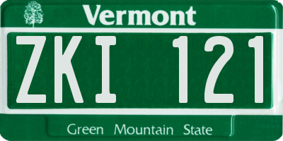 VT license plate ZKI121