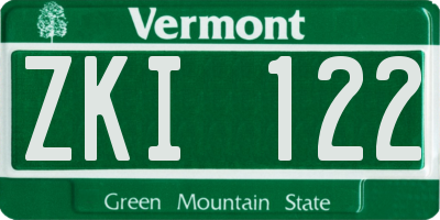 VT license plate ZKI122
