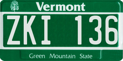 VT license plate ZKI136