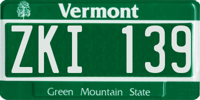 VT license plate ZKI139