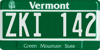 VT license plate ZKI142