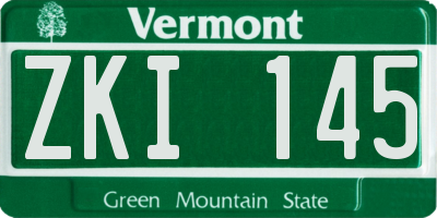 VT license plate ZKI145