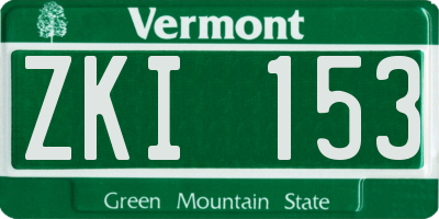 VT license plate ZKI153