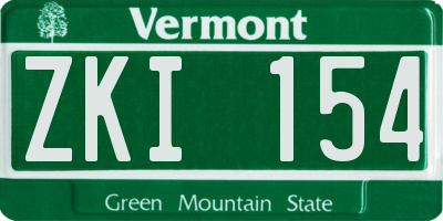 VT license plate ZKI154