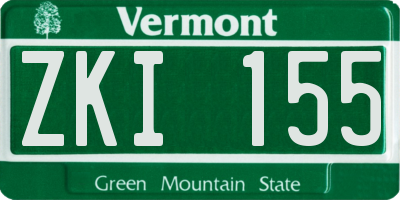 VT license plate ZKI155