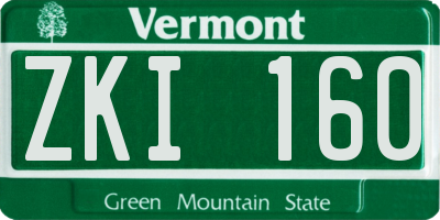 VT license plate ZKI160