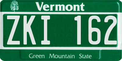 VT license plate ZKI162