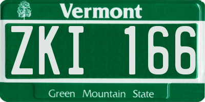 VT license plate ZKI166