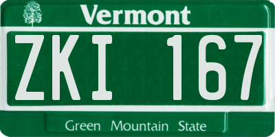 VT license plate ZKI167