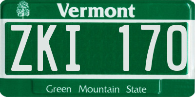 VT license plate ZKI170