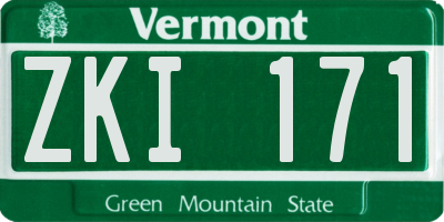 VT license plate ZKI171