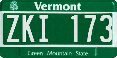 VT license plate ZKI173