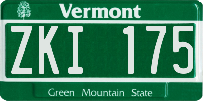 VT license plate ZKI175