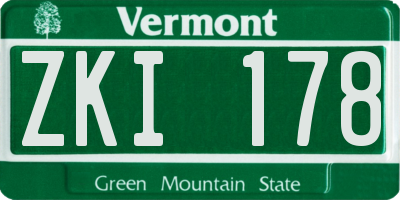 VT license plate ZKI178