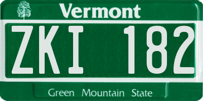 VT license plate ZKI182