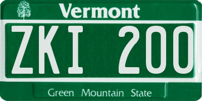 VT license plate ZKI200
