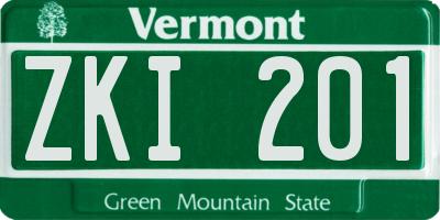 VT license plate ZKI201