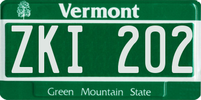 VT license plate ZKI202