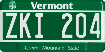 VT license plate ZKI204