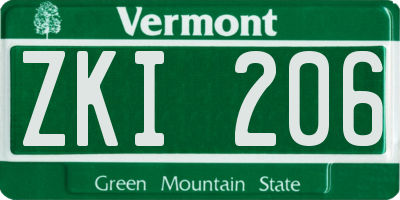 VT license plate ZKI206