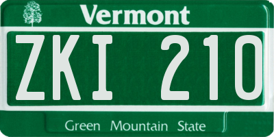 VT license plate ZKI210