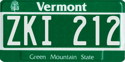 VT license plate ZKI212