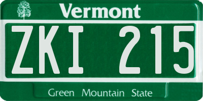 VT license plate ZKI215
