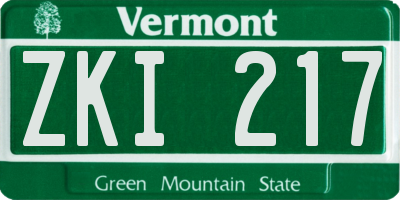 VT license plate ZKI217