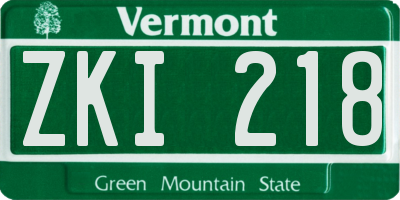 VT license plate ZKI218