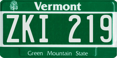 VT license plate ZKI219