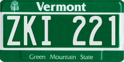 VT license plate ZKI221