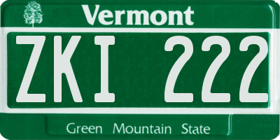 VT license plate ZKI222