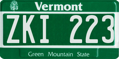 VT license plate ZKI223