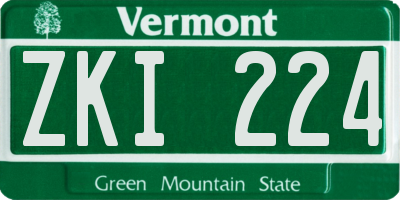 VT license plate ZKI224
